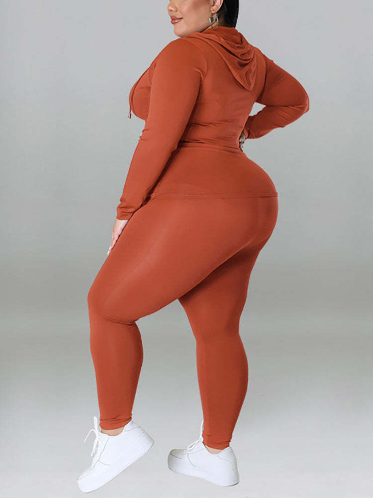 Solid Color Hoodie Pants Set