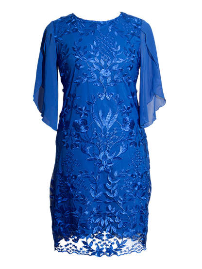 Round Neck Embroidered Short Sleeve Plus Size Dress