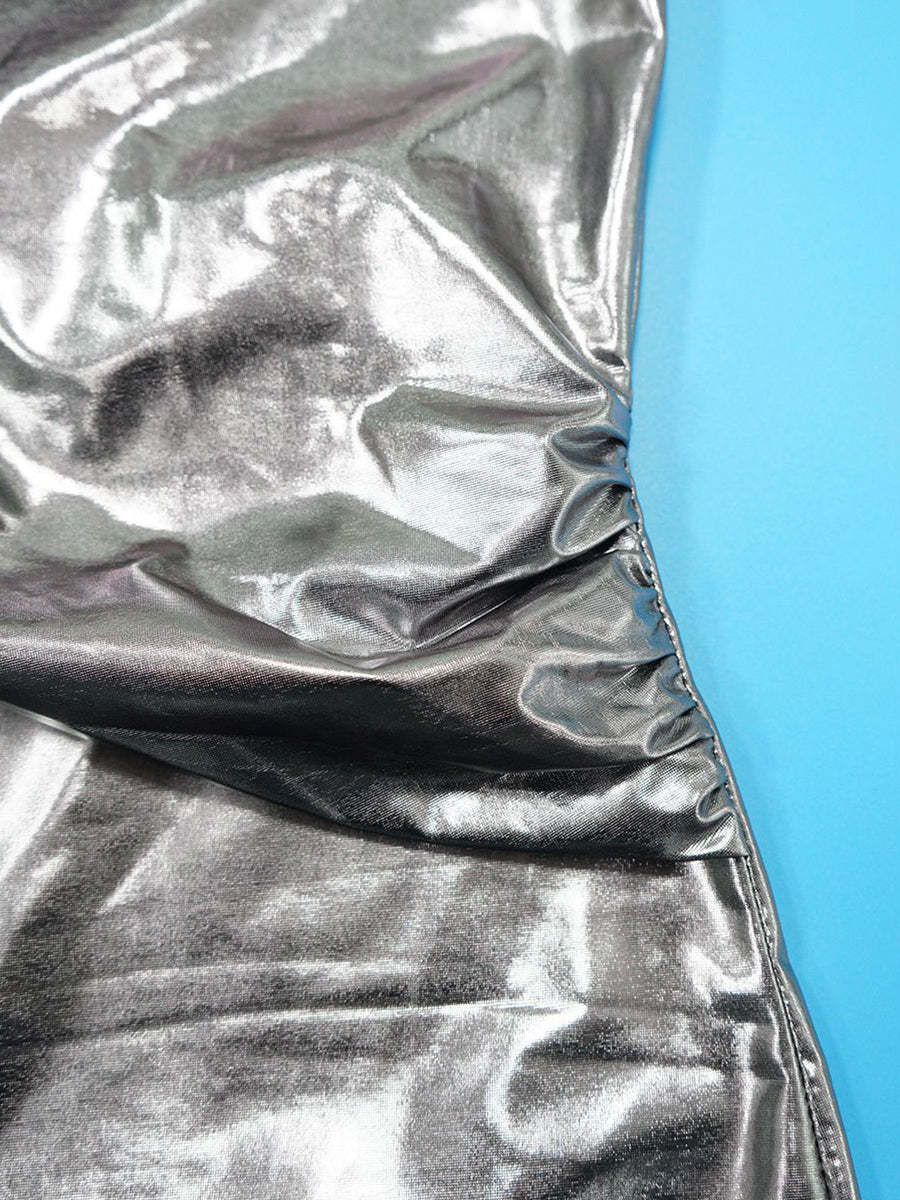 Glitter Halter Cowl Neck Backless Jumpsuit