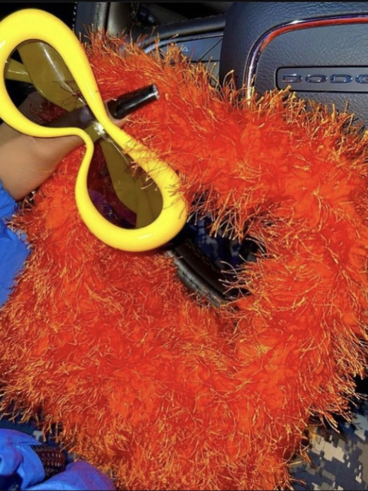 Candy Color Fluffy Fringe Mini Handbag
