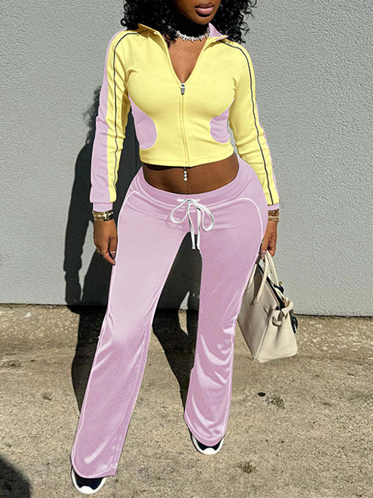 Stand Collar Slim Fit Fitness Jacket and Shorts Set