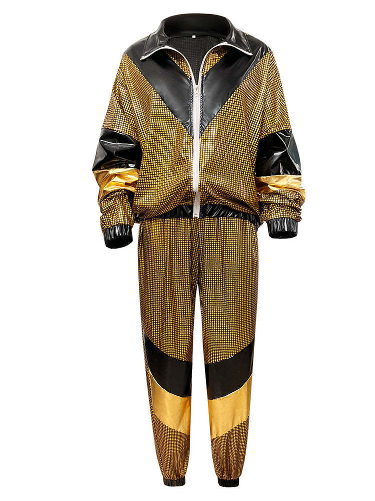 Halloween 80s Disco Glitter Jacket Pants Sets