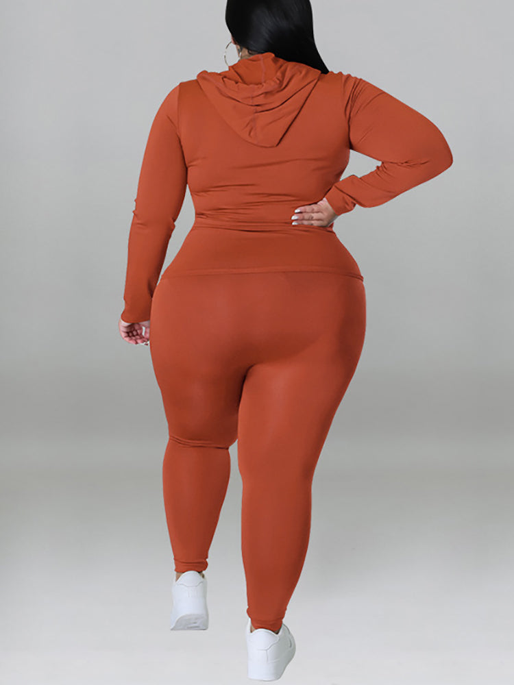 Solid Color Hoodie Pants Set