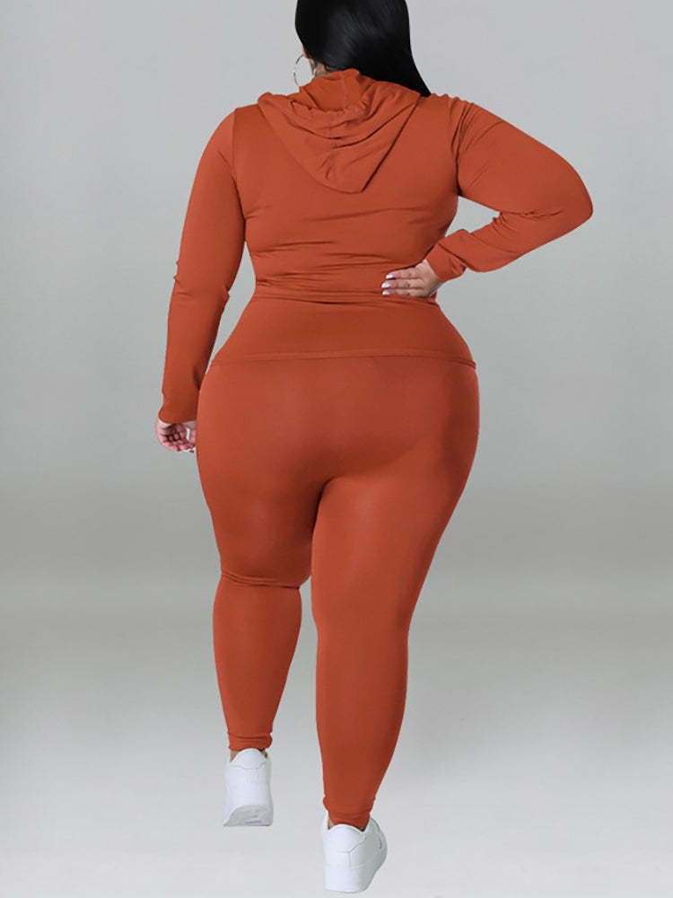 Solid Color Hoodie Pants Set