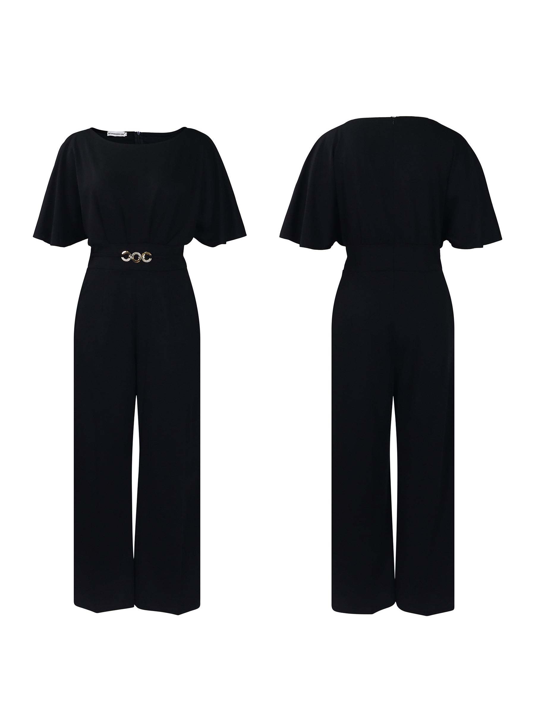 Round Neck Solid Color Wide-Leg Jumpsuit