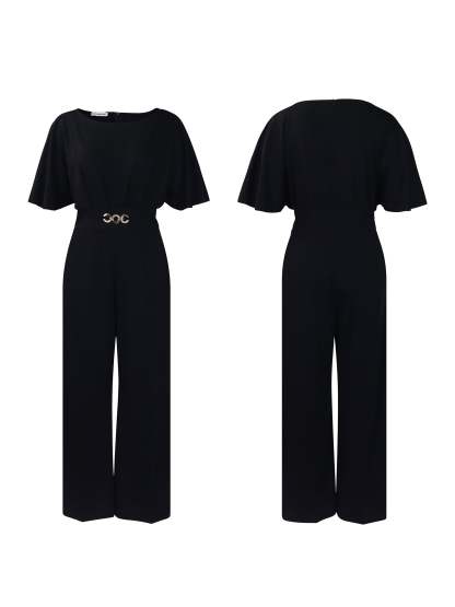 Round Neck Solid Color Wide-Leg Jumpsuit