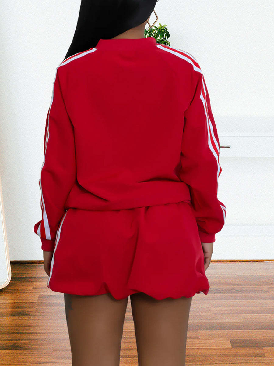 Two Pieces Sideline Long Sleeve Jacket Skirt Set