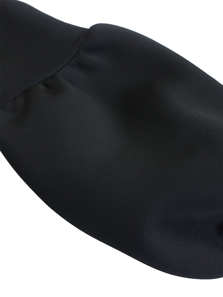 Puff Sleeve Bow-Tie Neck Flared Midi Dress