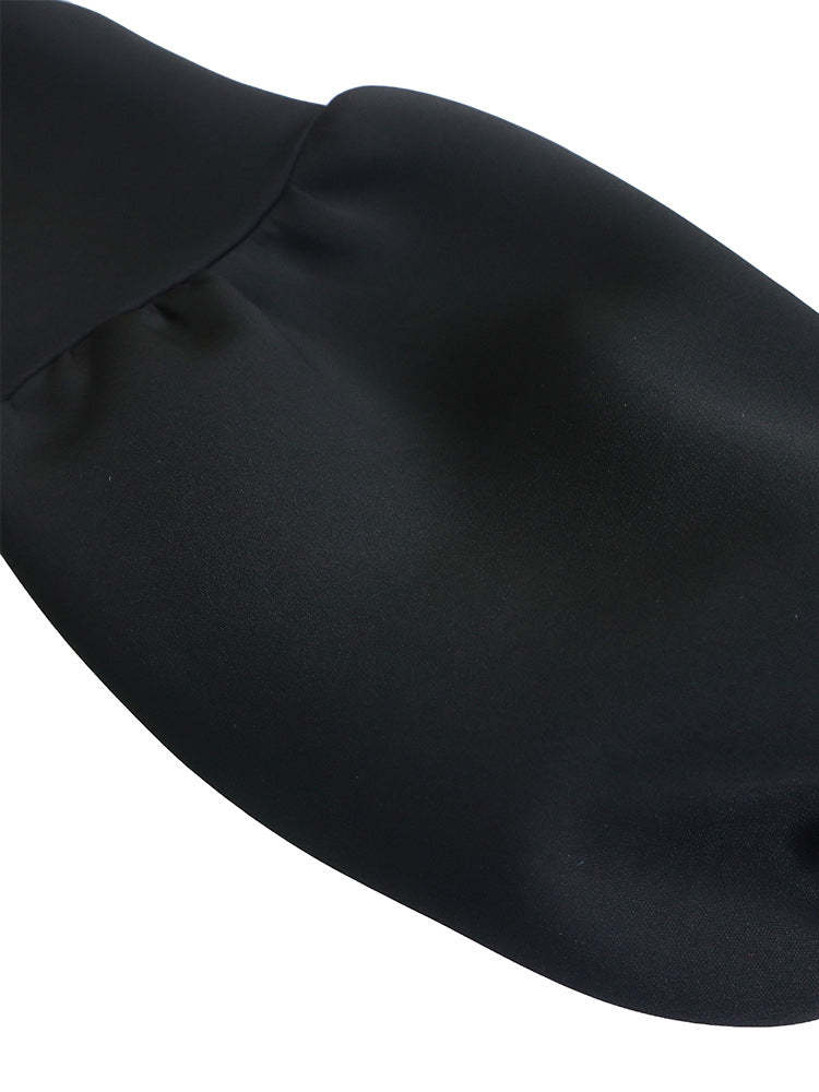 Puff Sleeve Bow-Tie Neck Flared Midi Dress