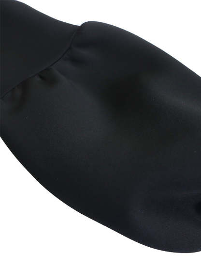 Puff Sleeve Bow-Tie Neck Flared Midi Dress