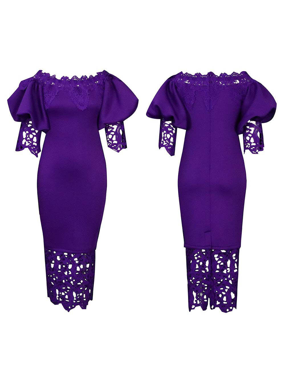 Plus Size Off Shoulder Lace Patchwork Dress