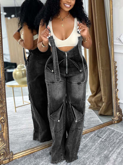 Loose Fit Overalls Denim Jumpsuit