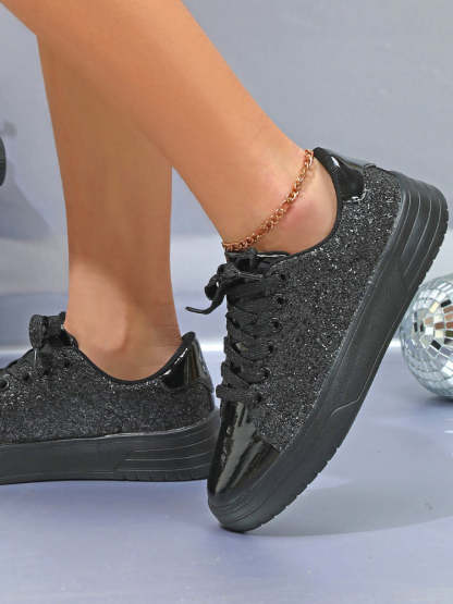 Glitter Lace-Up Sneakers
