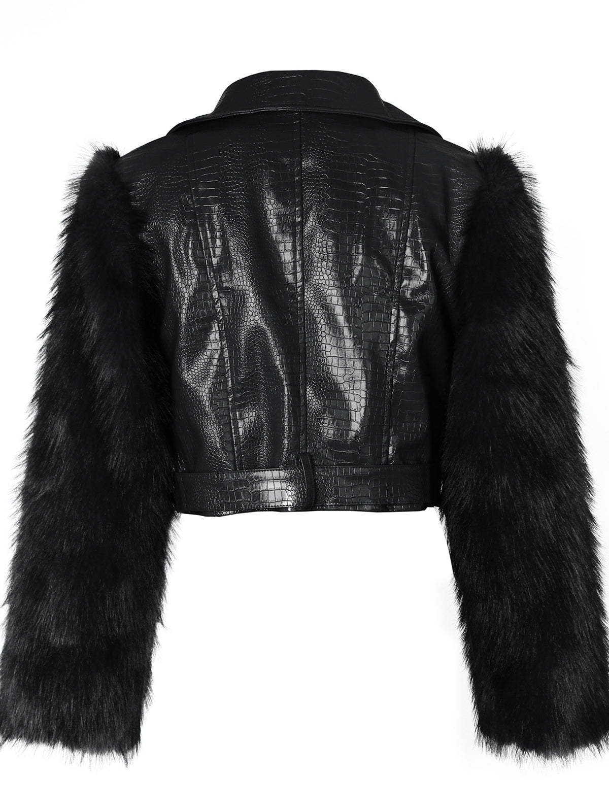PU Leather Patchwork Moto Jacket
