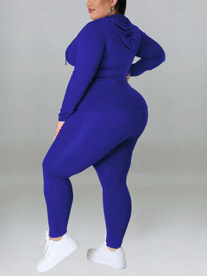 Solid Color Hoodie Pants Set