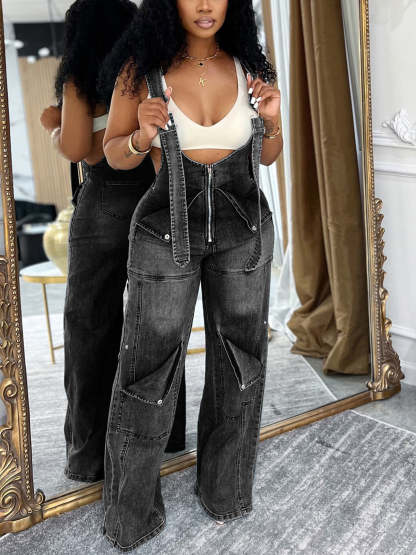 Loose Fit Overalls Denim Jumpsuit