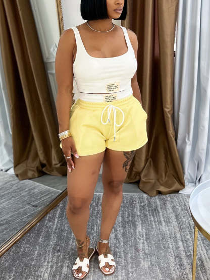 Letter Print Crop Tank Top Shorts Sets