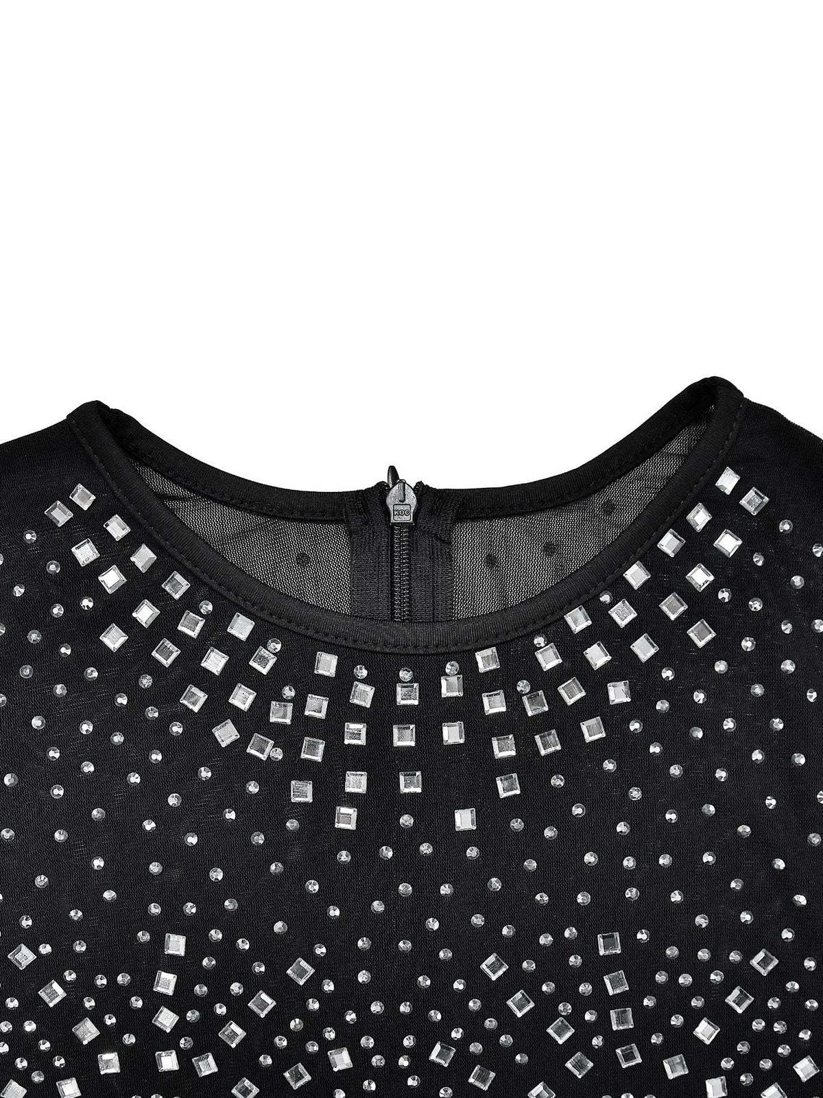 Mesh Rhinestone Sleeveless Maxi Dress