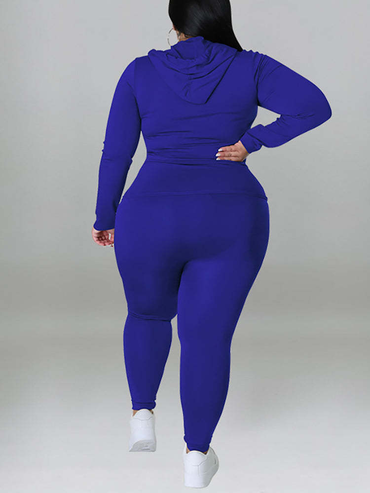 Solid Color Hoodie Pants Set