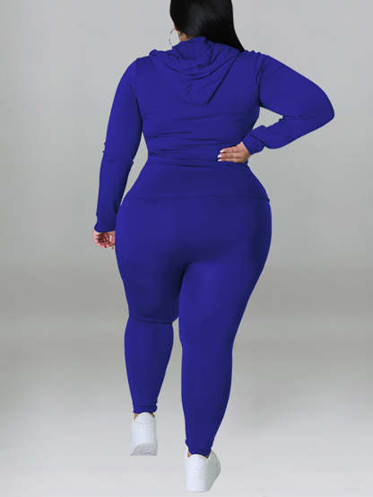 Solid Color Hoodie Pants Set