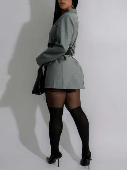 Belted Button Blazer Jacket