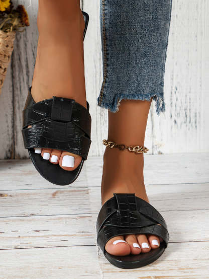Cross Strap Flat Slides