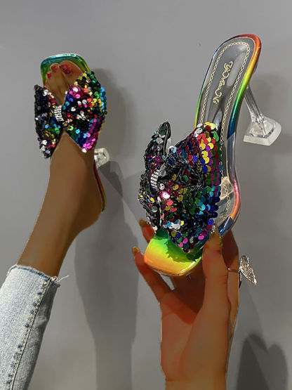 Sparkling Butterfly Bow High Heel Sandal