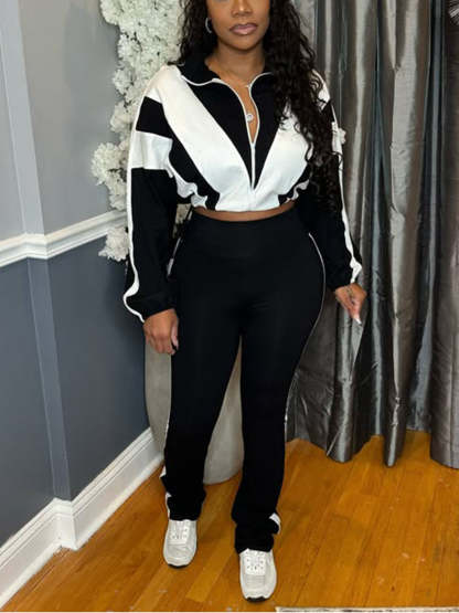 Colorblock Drawstring Waist Tracksuit