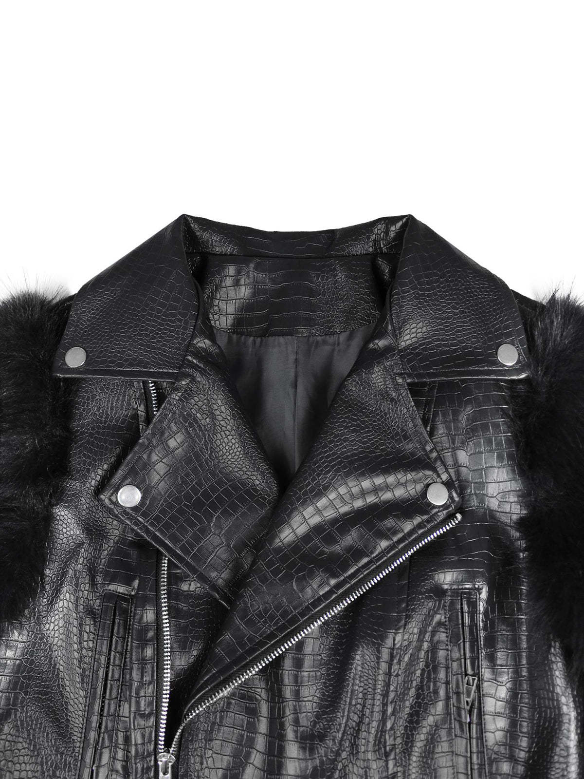 PU Leather Patchwork Moto Jacket