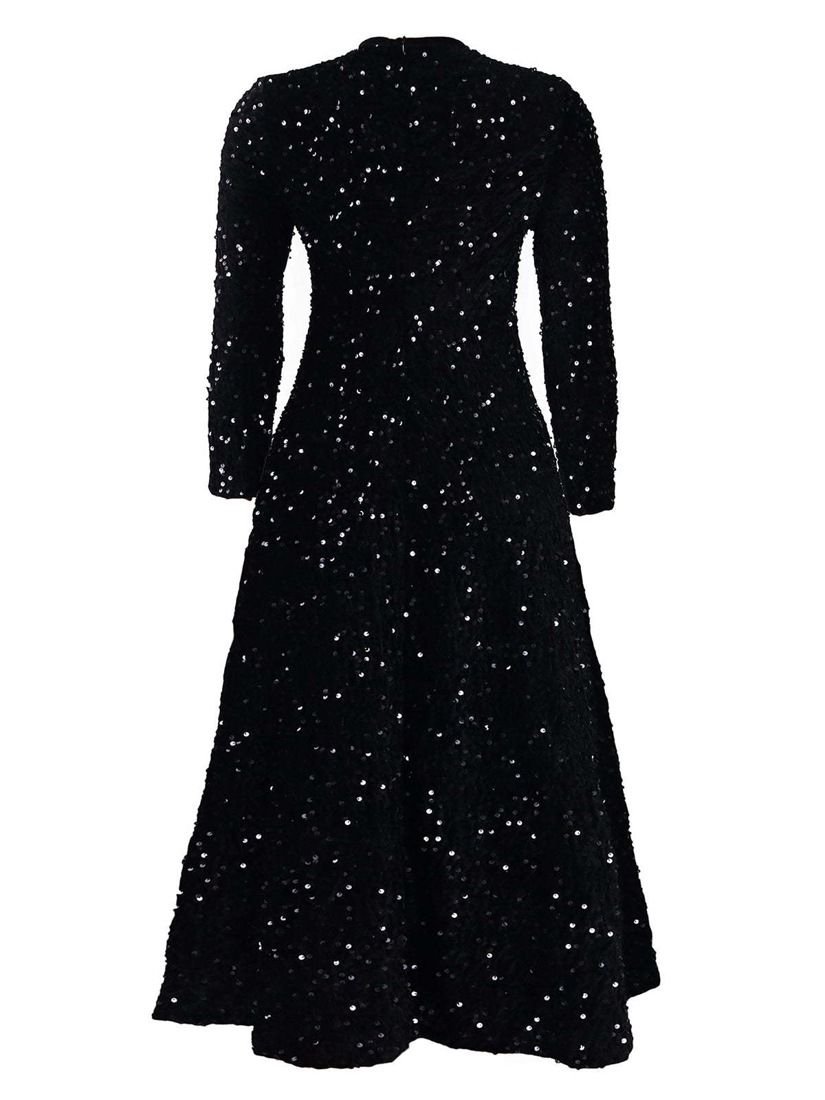 Long Sleeve Solid Color Sequin Dress