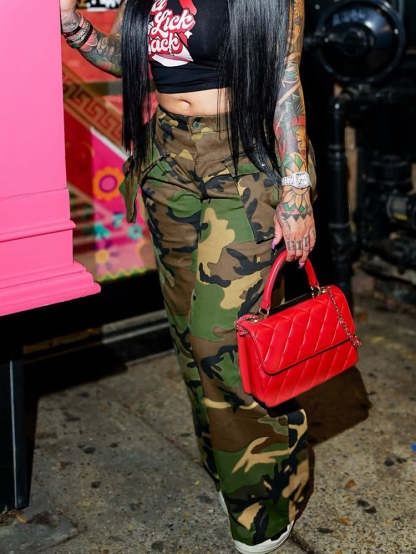 High Waist Camouflage Cargo Pants
