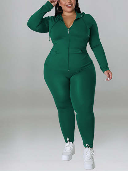 Solid Color Hoodie Pants Set