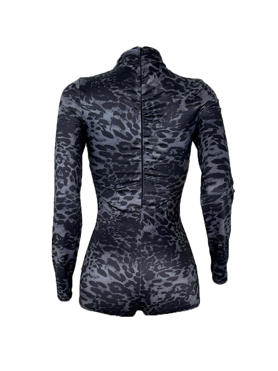 Long Sleeve Leopard Print Romper