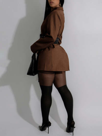 Belted Button Blazer Jacket