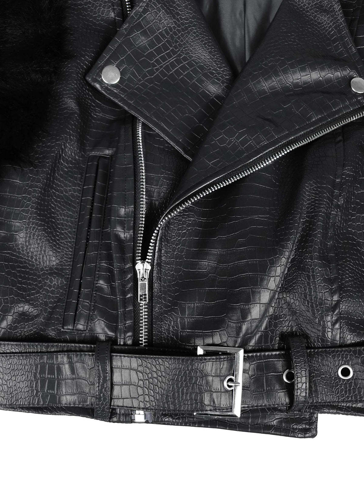 PU Leather Patchwork Moto Jacket