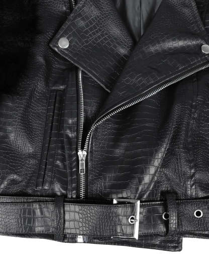 PU Leather Patchwork Moto Jacket