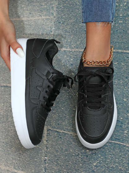 Colorblock Platform Lace-Up Sneakers