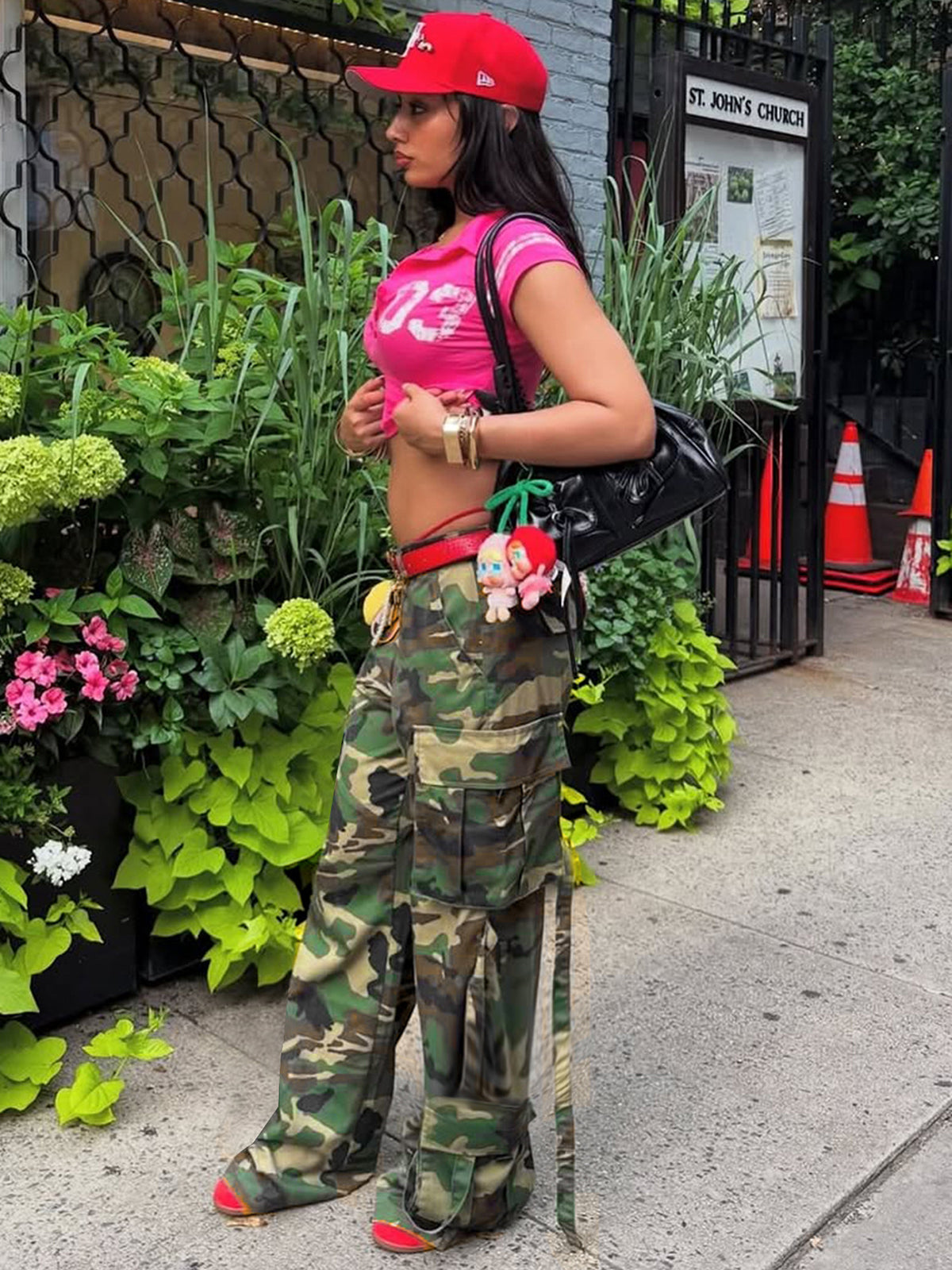 Camouflage Cargo Straight Leg Pants