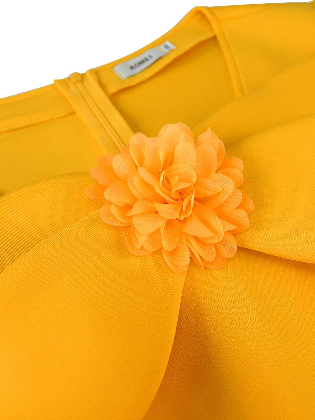 Bow Tie Sheer Lantern Sleeve Party A-Line Dress