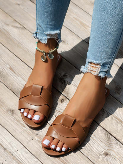 Cross Strap Flat Slides