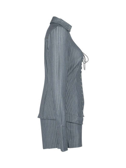 Striped Lace-Up Shirt Shorts Set