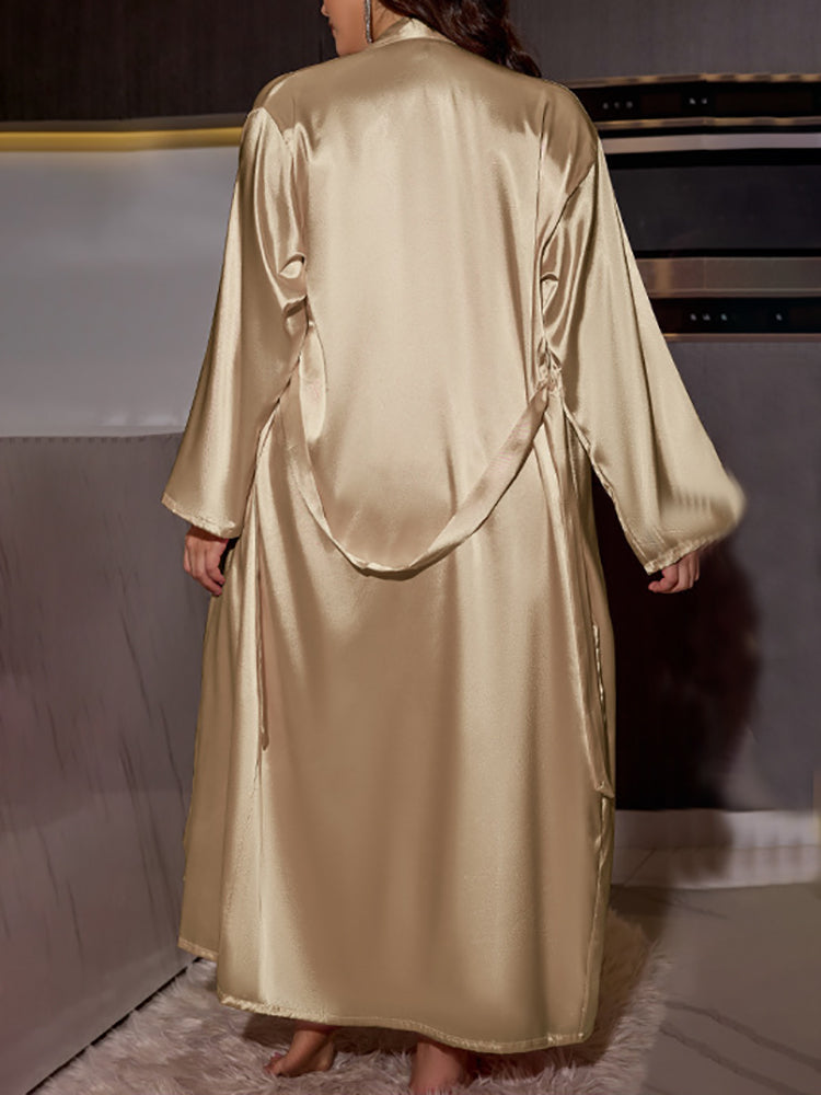 Plus Size Satin Nightgown & Robe Set