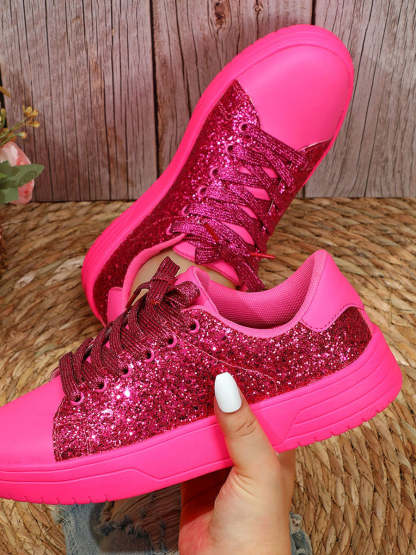 Glitter Lace-Up Sneakers