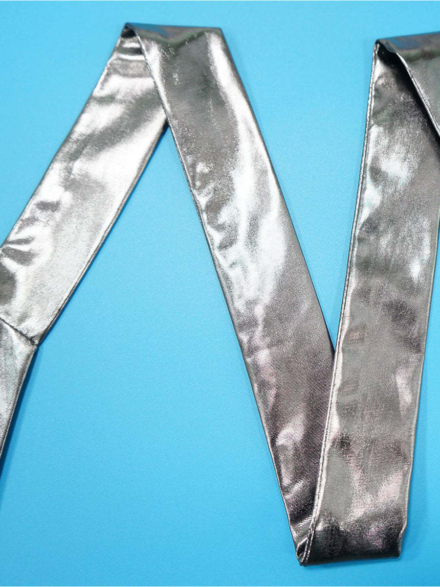 Glitter Halter Cowl Neck Backless Jumpsuit