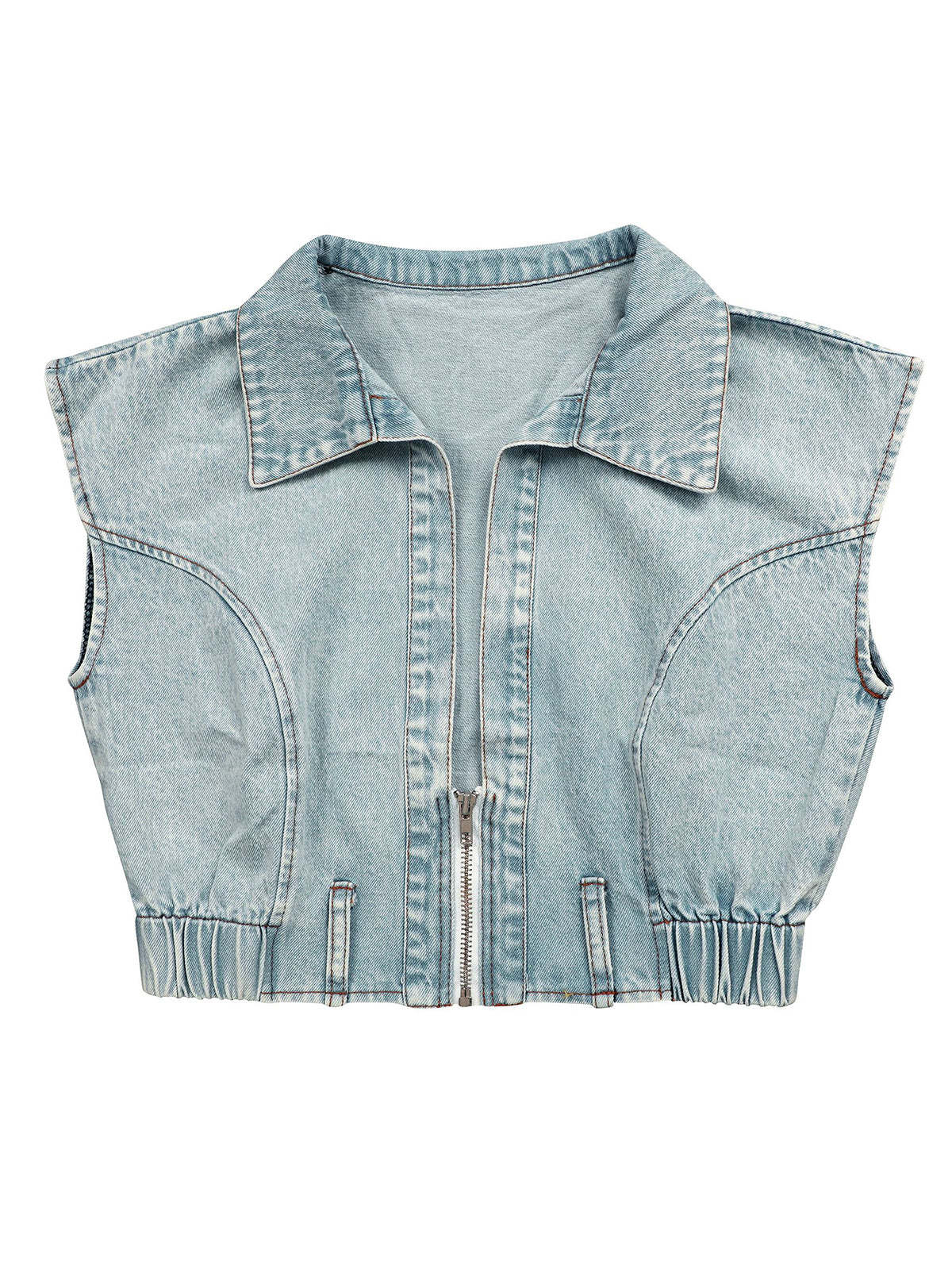 Two Pieces Sleeveless Denim Pants Set