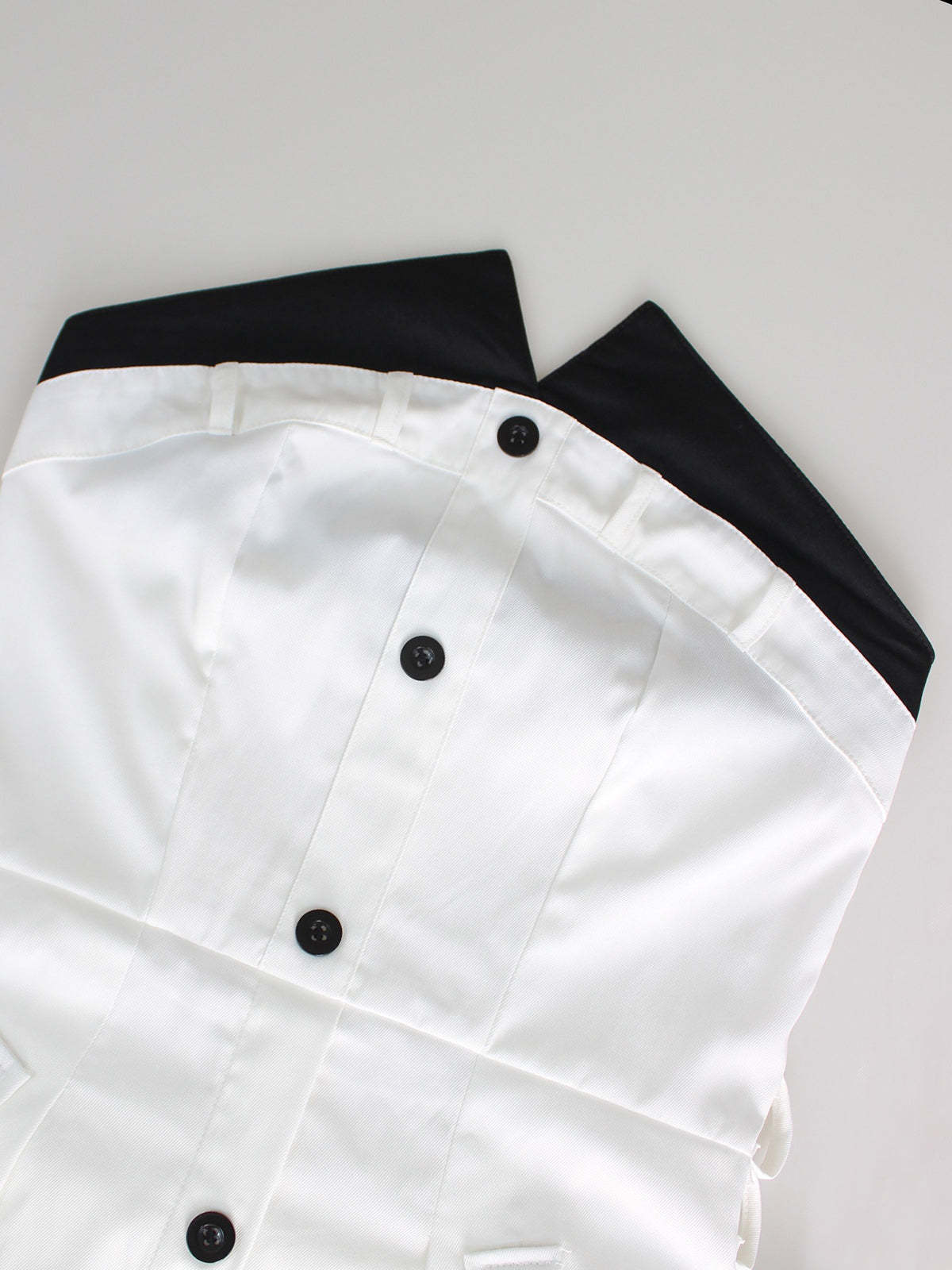 Strapless Button Front Belted A-Line Maxi Dress