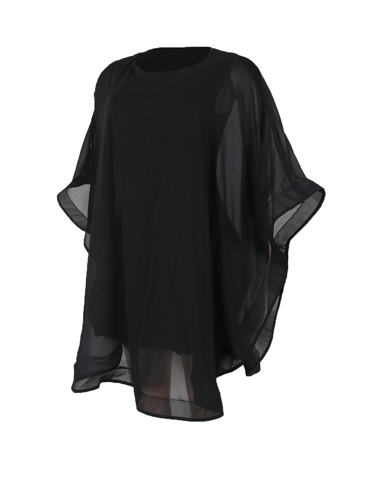 Solid Chiffon Cape Overlay Dress