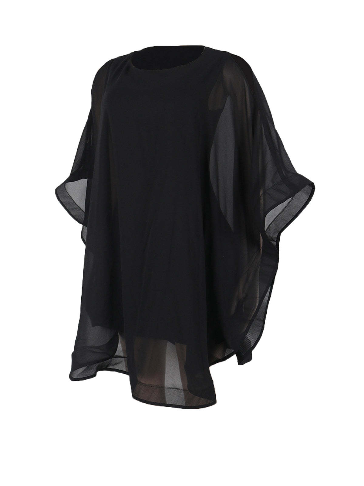 Solid Chiffon Cape Overlay Dress