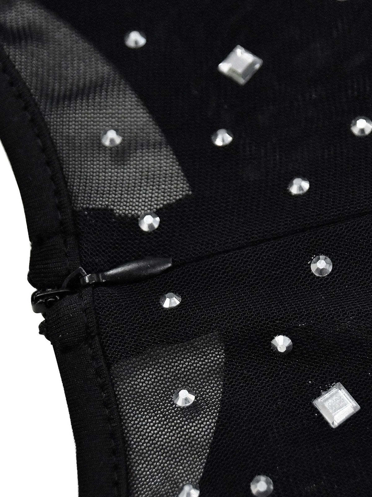 Mesh Rhinestone Sleeveless Maxi Dress