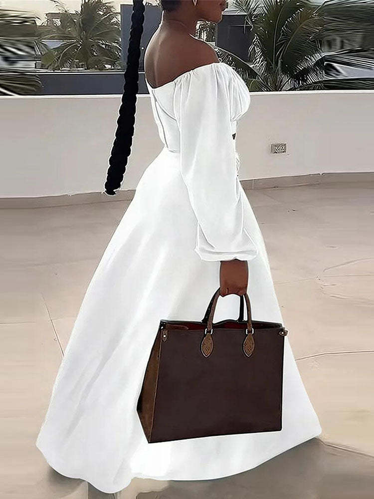 Lantern Sleeve Plus Size Two-Piece Set